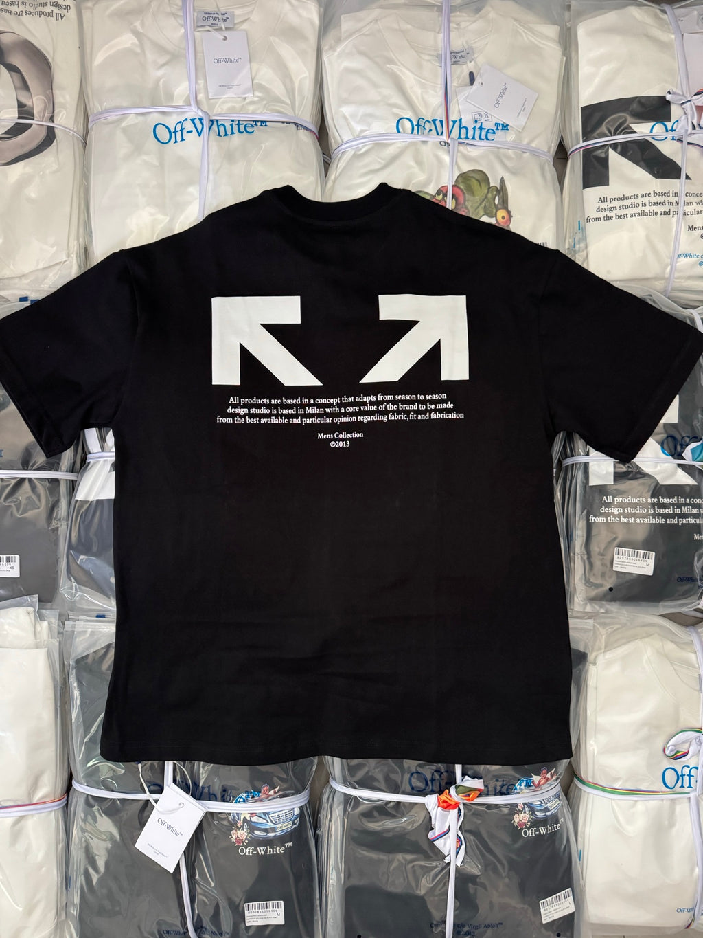 Off-White black T-shirt with large white arrow graphic front