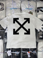 Off-white T-shirt back with large black arrow X graphic