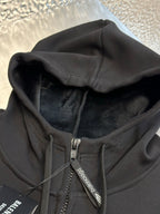 Black Balenciaga zip-up hoodie with hood lining and front zipper