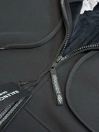 Black Balenciaga zip-up hoodie close-up of front zipper and drawstring cord