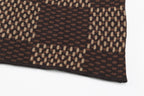 Louis Vuitton brown check knit shirt hem corner with clean stitched edge