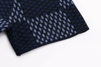 Check-pattern short-sleeve T-shirt sleeve and side hem edge