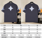 Louis Vuitton dark navy short-sleeve shirts, front and back views with blue emblem
