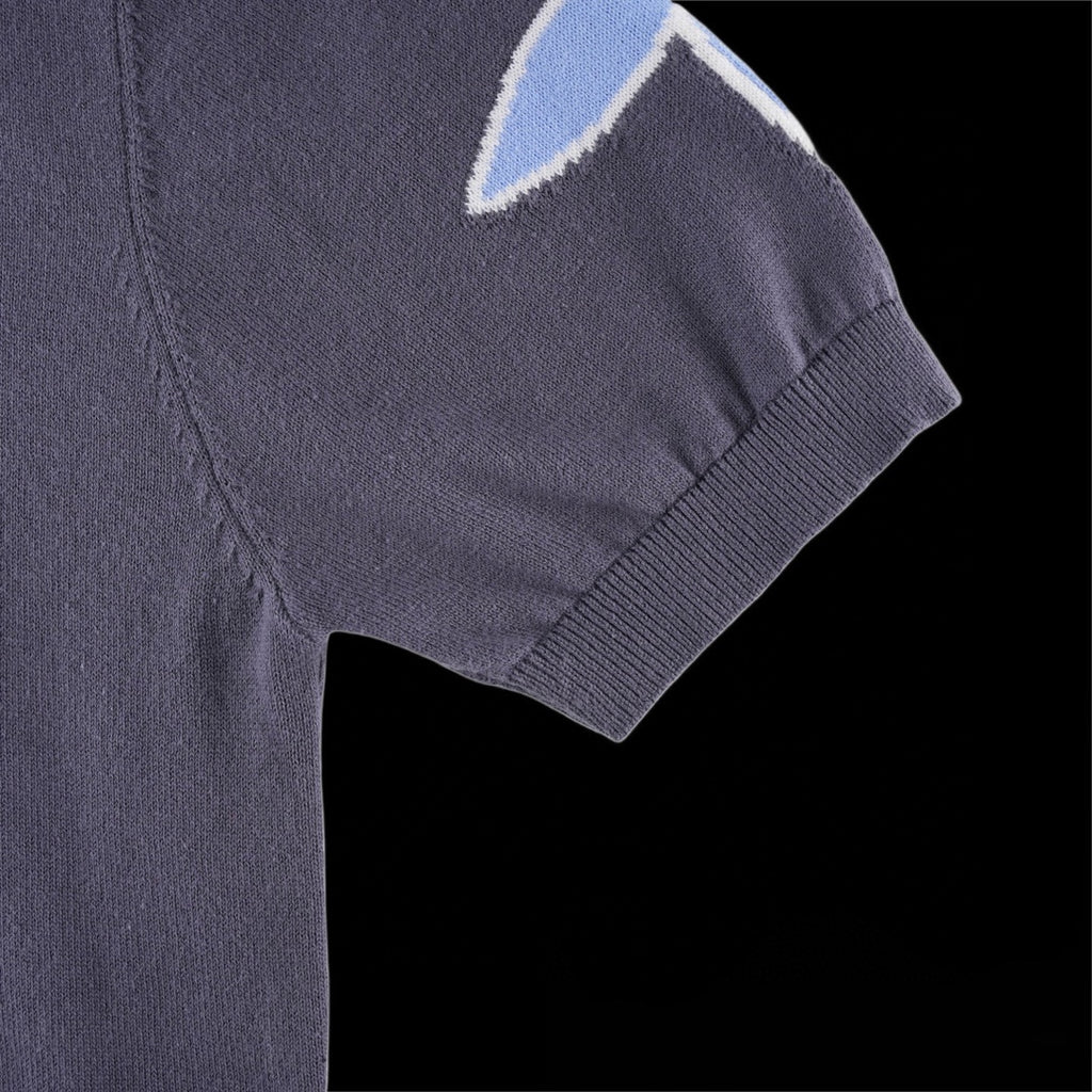Louis Vuitton dark navy short-sleeve shirt sleeve with partial blue LV motif near hem