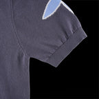 Louis Vuitton dark navy short-sleeve shirt sleeve with partial blue LV motif near hem