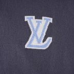 Louis Vuitton short-sleeve shirt chest logo: blue LV monogram on dark navy fabric