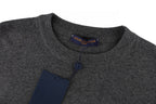 Dark gray crewneck T-shirt collar with "Louis Vuitton Paris" neck label