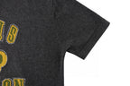 Dark gray T-shirt with partial rhinestone-style graphic on the side