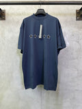 Balenciaga crewneck T-shirt in dark blue with star graphic and vertical print