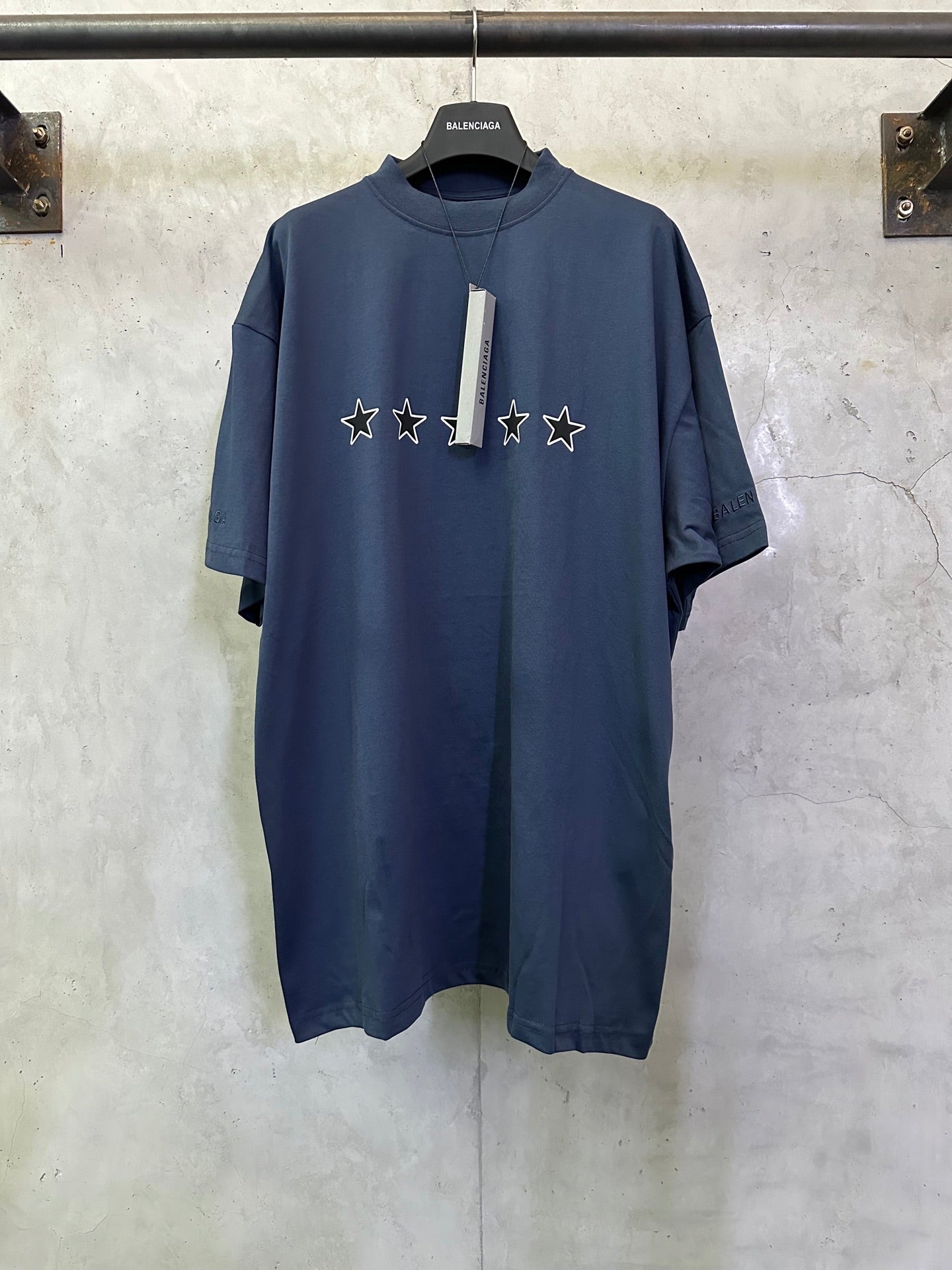 Balenciaga short-sleeve T-shirt in dark blue with star graphic and crew neck