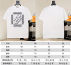 Louis Vuitton white T-shirt front and back views with size chart below