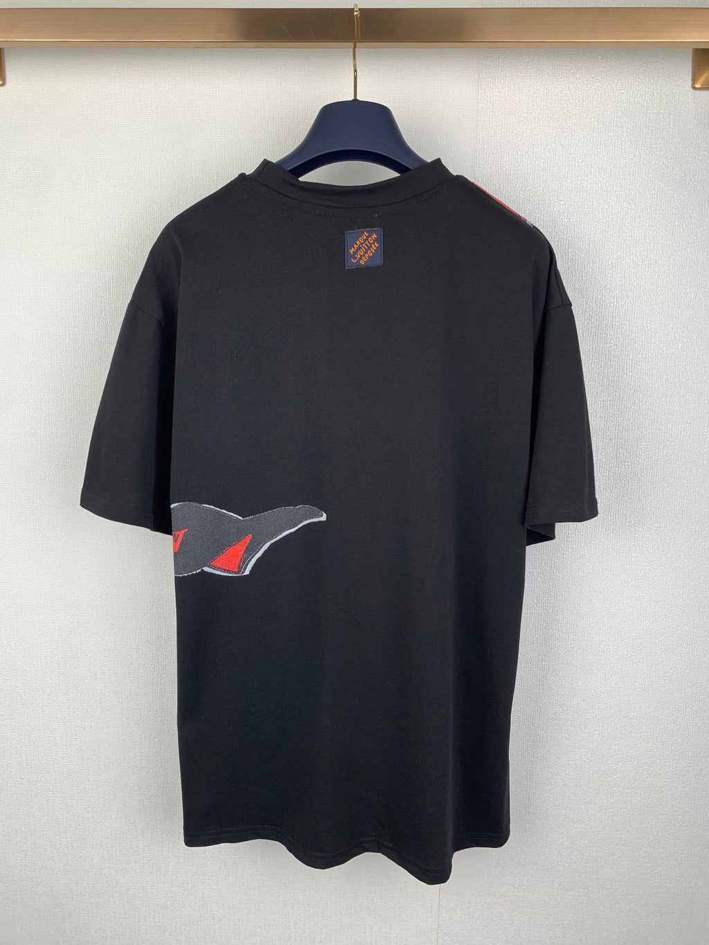 Louis Vuitton black graphic T-shirt, short sleeves, small back neck patch
