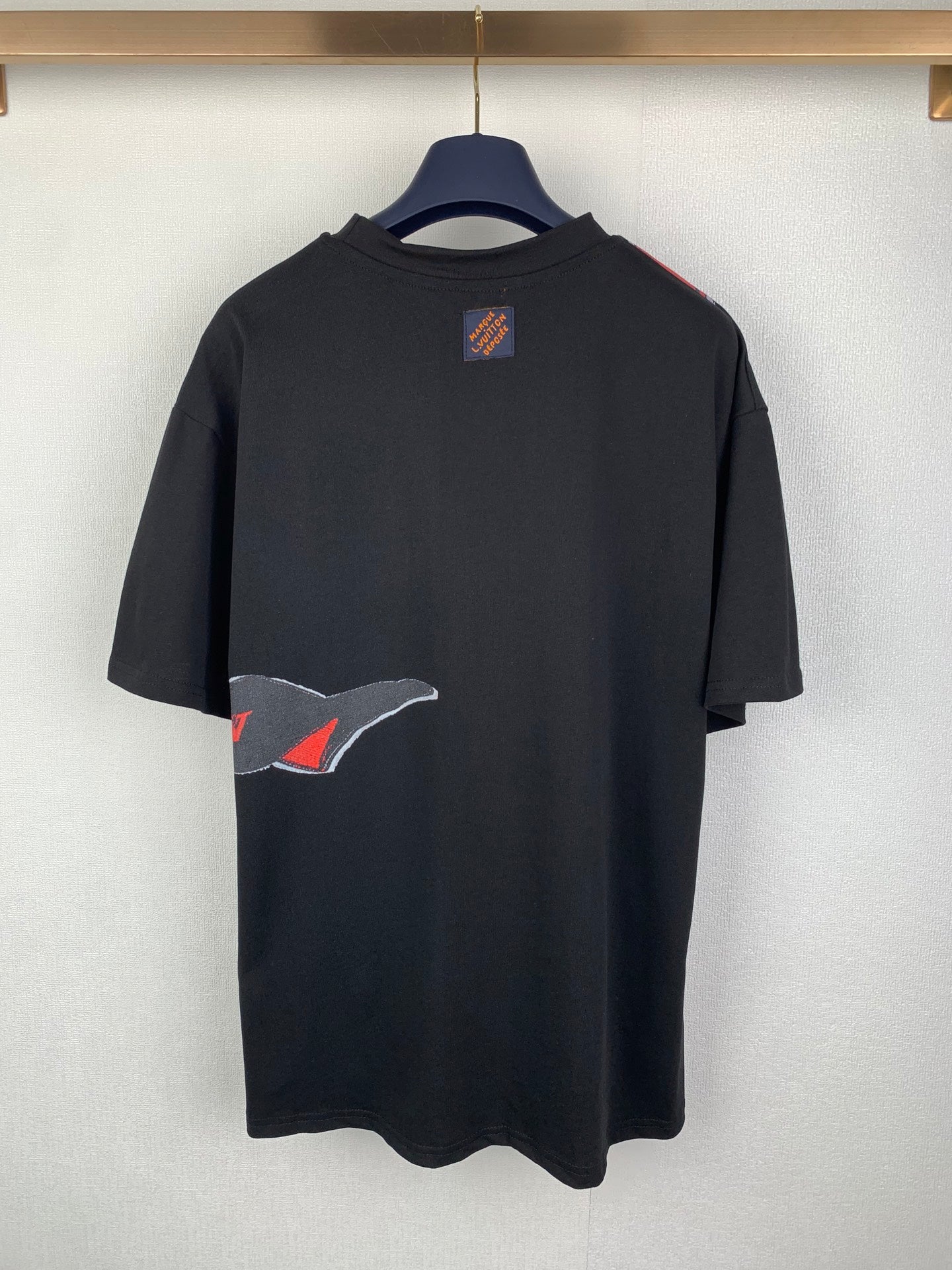 Louis Vuitton black graphic T-shirt, short sleeves, small back neck patch