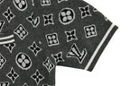 Louis Vuitton short-sleeve polo shirt sleeve cuff with black knit and white stripe