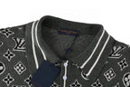 Louis Vuitton short-sleeve polo shirt collar detail with black button placket and tag