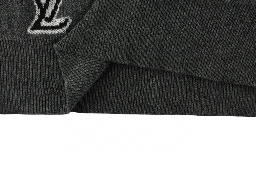 Louis Vuitton short-sleeve polo shirt ribbed hem detail on black knit fabric