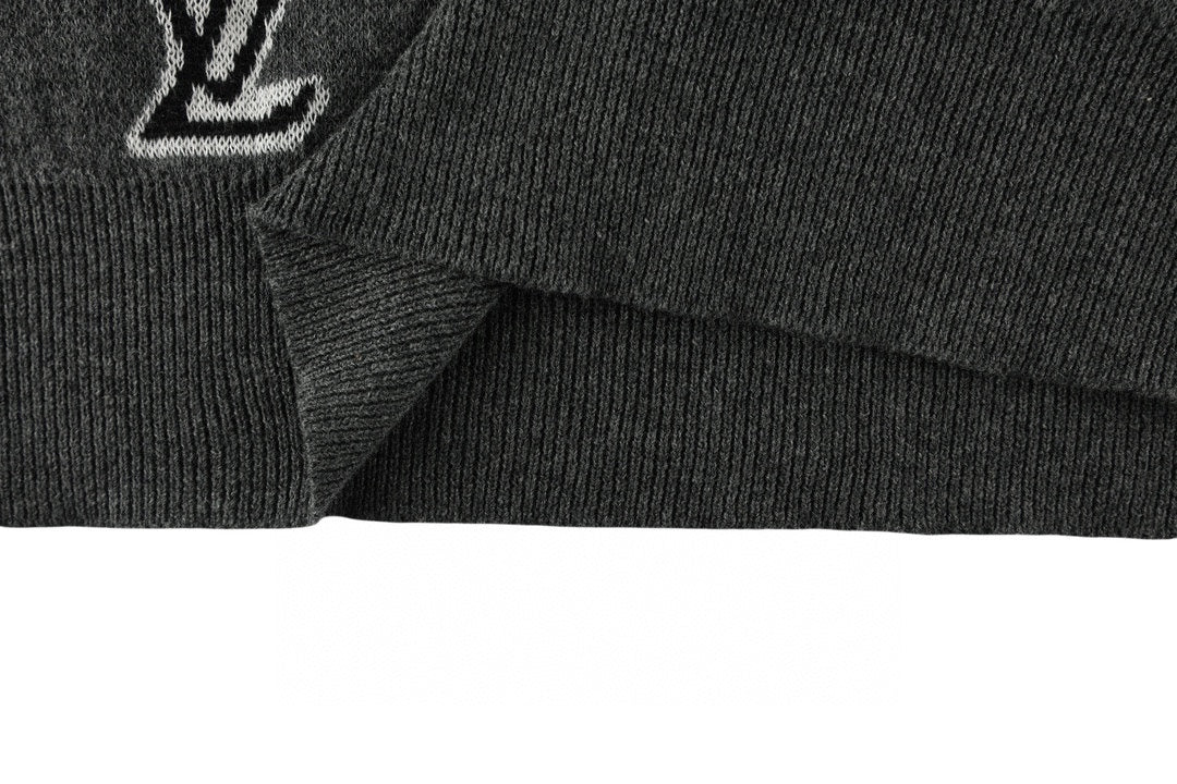 Louis Vuitton short-sleeve polo shirt ribbed hem detail on black knit fabric