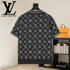 Louis Vuitton short-sleeve polo shirt, black-and-white monogram pattern, back view