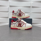 Amiri low-top sneakers, white with red trim, with check strap and side logo