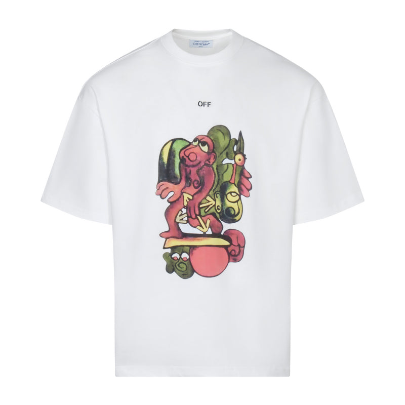 Off-White off-white crewneck T-shirt with colorful character graphic on front