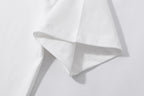 Off-white T-shirt sleeve and hem with visible stitching