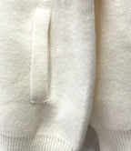 White hoodie front fabric with zip and ribbed cuff detail