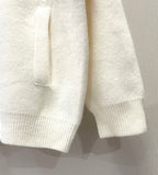 White hoodie sleeve and hem cuff with ribbed knit finishing