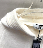 Cream knit sweater, ribbed crewneck and sleeve cuffs, with Stone Island tag