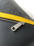 Fendi bag zipper with silver pull and bright yellow trim