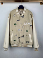 Beige Louis Vuitton long-sleeve jacket with animal and palm embroidery, button front