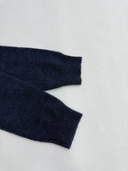 Navy knit sweater ribbed cuffs and long sleeve hem
