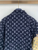 Louis Vuitton long jacket back panel, dark navy monogram pattern all over