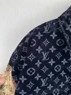 Louis Vuitton long jacket sleeve panel, dark navy with lighter monogram pattern