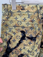 Louis Vuitton monogram jeans waistband with zipper and button closure