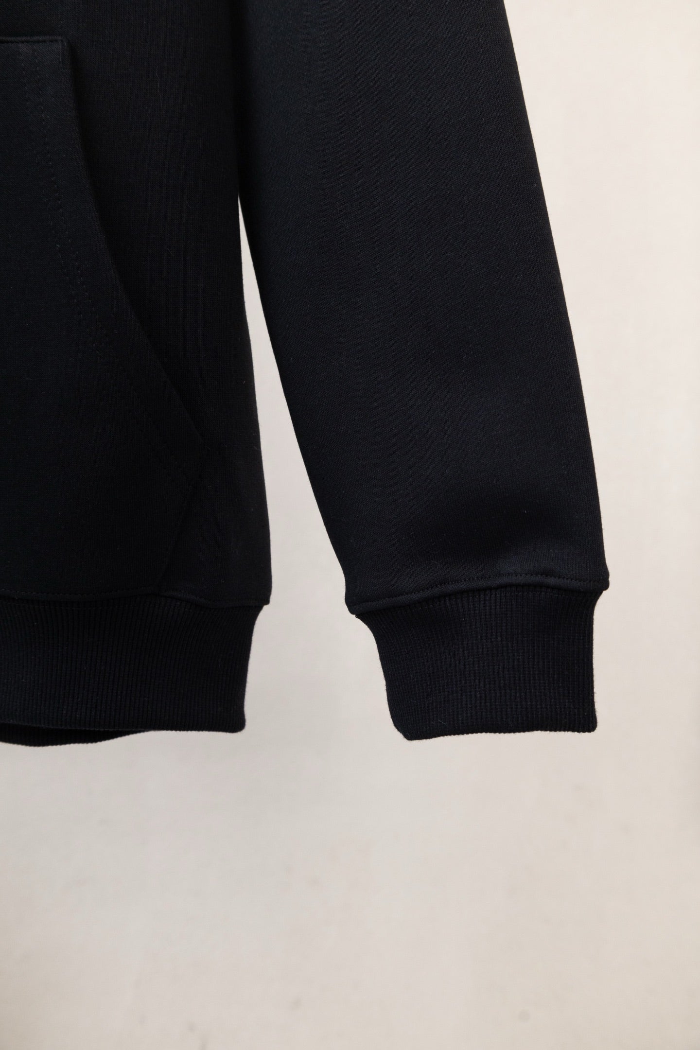 Burberry long zip jacket cuffs and hem, ribbed dark knit