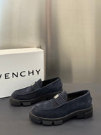 Givenchy suede loafers, dark navy, strap buckle and thick treaded outsole