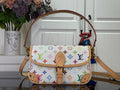 Louis Vuitton crossbody bag with multicolor monogram canvas and tan leather flap
