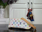 Louis Vuitton multicolor monogram bag with tan strap and gold-tone fittings