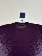 Purple T-shirt crew neck with Louis Vuitton logo at collar, tag attached