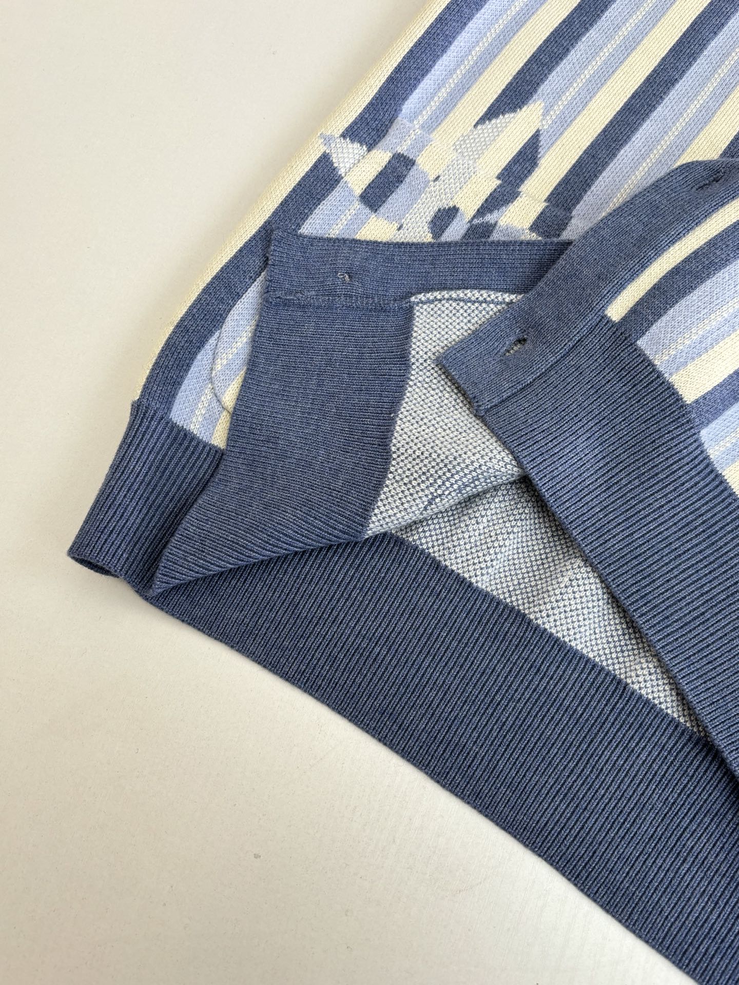 Louis Vuitton striped cardigan waistband and sleeve knit detail with rib trim