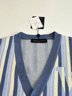 Louis Vuitton V-neck cardigan knit with striped pattern and Louis Vuitton neck label