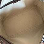 Gucci duffel bag interior lining, open top with brown fabric lining
