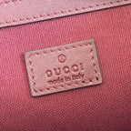 Gucci bag label patch: light pink with GUCCI and made in Italy text