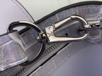 Louis Vuitton hardware clasp with rings on iridescent white croc-embossed strap