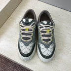 Fendi unisex sneakers, dark gray with white laces and lime-green lace accents