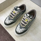 Fendi unisex sneakers, olive-green panels with white laces and lime-green accents