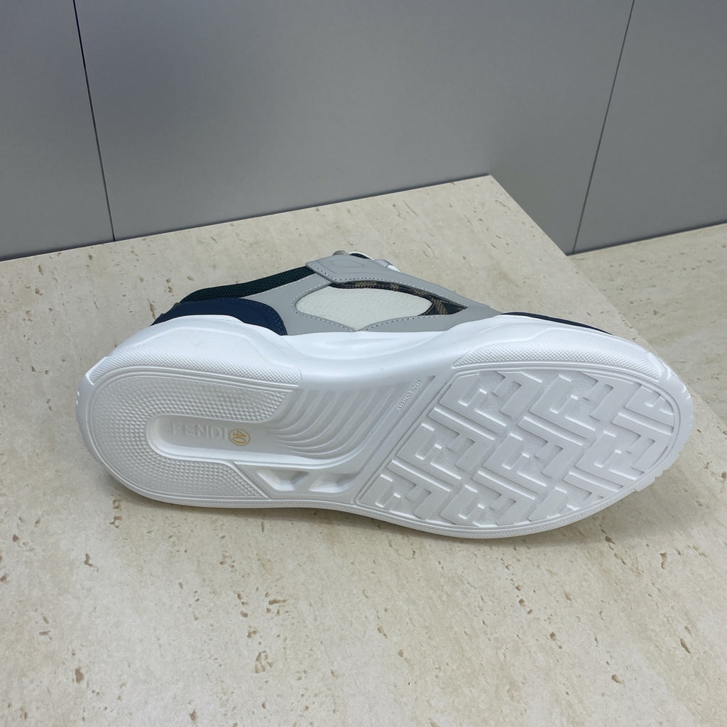 Fendi unisex sneakers outsole view, white tread with embossed FENDI lettering
