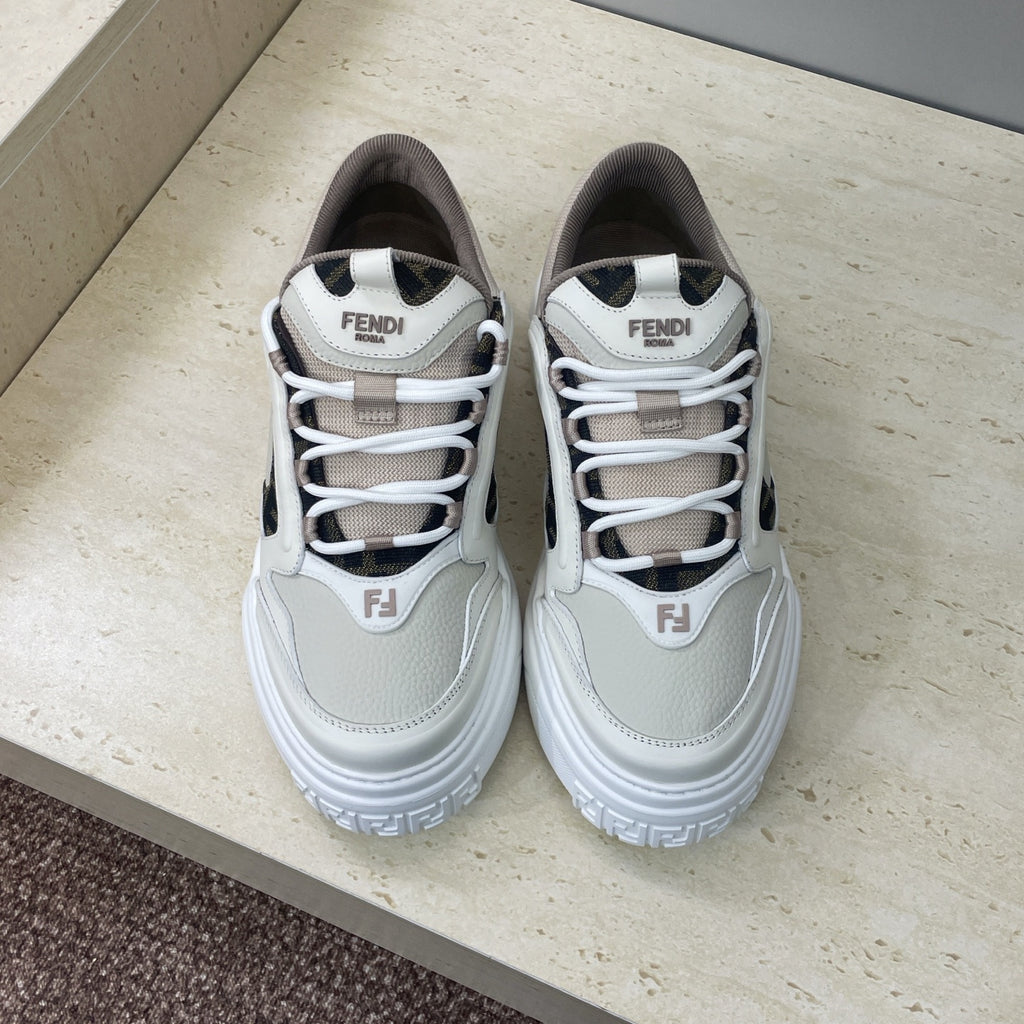 Fendi unisex low-top sneakers in white with black logo accents and lace-up closure.