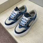 Fendi unisex sneakers with side logos, white laces, navy and light blue, white sole