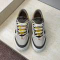 Fendi unisex sneakers, light gray with white laces and yellow accents, black details